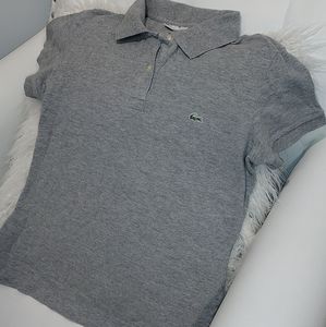 Lacoste Gray Polo Shirt with Green Crocodile Logo